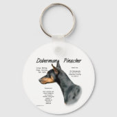 Porte-clés Histoire de Doberman Pinscher noir (Verso)