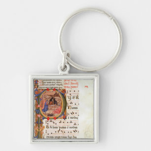 Porte-clés Historiated parafent "P" dépeignant la nativité