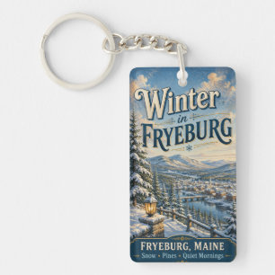 Porte-clés Hiver à Fryeburg Maine Rectangle Acrylique