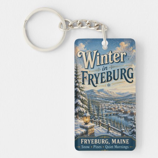Porte-clés Hiver à Fryeburg Maine Rectangle Acrylique (Devant)
