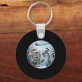 Porte-clés Hiver Chat de Noël Selfie Dauphin Lover Avec San (Recto)