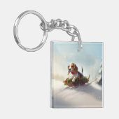 Porte-clés hiver de neige de Noël beagle (Devant gauche)