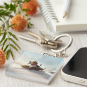 Porte-clés hiver de neige de Noël beagle (Devant Droit)