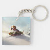 Porte-clés hiver de neige de Noël beagle (Dos)