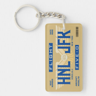 Porte-clés HNL to JFK Flight 5-0 Boarding Pass Keychain