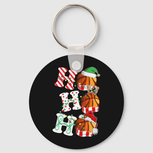 Porte-clés Ho Ho Ho Basketball Lights Santa Hat reindeer ELF (Recto)