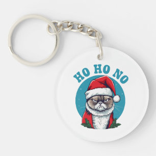 Porte-clés Ho ho non - drôle de chat grumpy santa