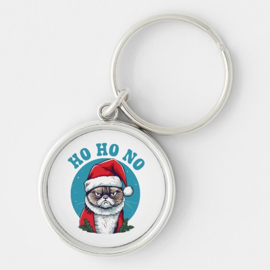 Porte-clés Ho ho non - drôle de chat grumpy santa (Devant)