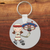 Porte-clés HOCKEY - Brunette Girl Tshirts et cadeaux (Recto)