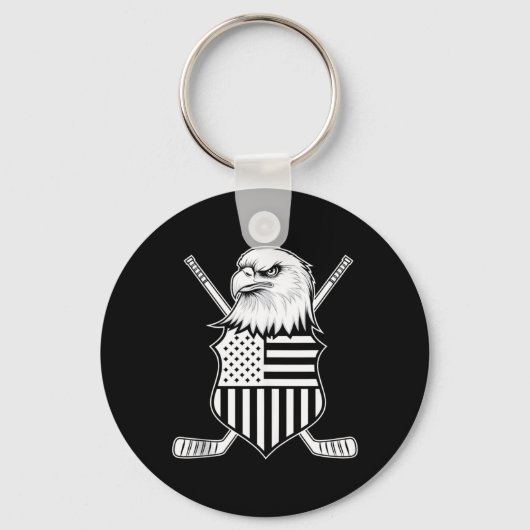 Porte-clés Hockey drapeau américain (Recto)