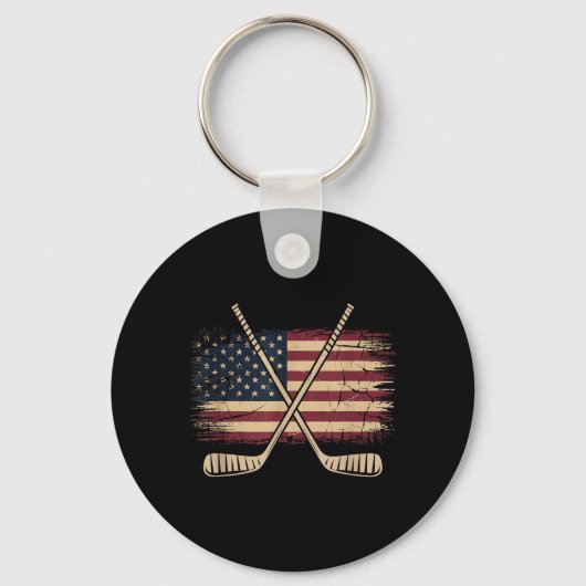 Porte-clés Hockey Drapeau Américain (Recto)