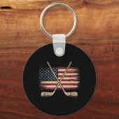 Porte-clés Hockey Drapeau Américain (Recto)