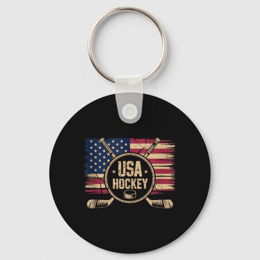 Porte-clés Hockey Drapeau Américain (Recto)