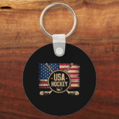 Porte-clés Hockey Drapeau Américain (Recto)