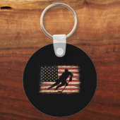 Porte-clés Hockey Drapeau Américain (Recto)