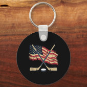 Porte-clés Hockey Drapeau Américain (Recto)