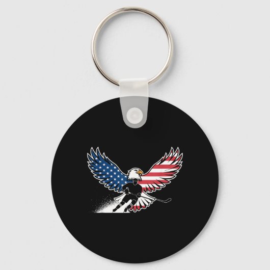 Porte-clés Hockey Drapeau Américain (Recto)