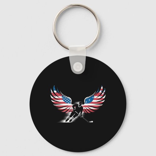 Porte-clés Hockey Drapeau Américain (Recto)