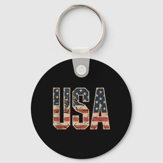 Porte-clés Hockey Drapeau Américain (Recto)