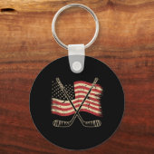 Porte-clés Hockey Drapeau Américain (Recto)