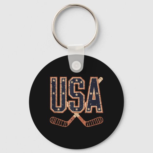 Porte-clés Hockey Drapeau Américain (Recto)