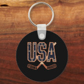 Porte-clés Hockey Drapeau Américain (Recto)
