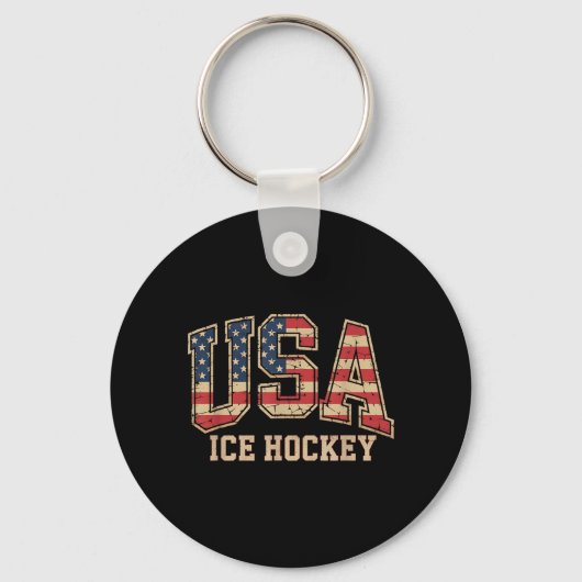 Porte-clés Hockey Drapeau Américain (Recto)