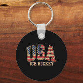 Porte-clés Hockey Drapeau Américain (Recto)