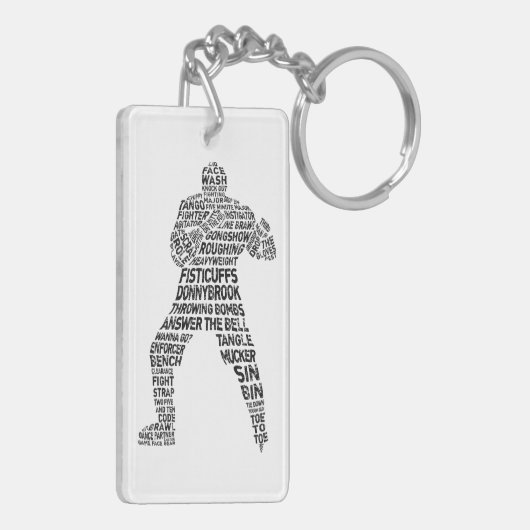 Porte-clés Hockey Enforcer Word Art (Dos gauche)