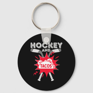 Porte-clés Hockey et Tacos - Joueur de hockey sur glace amusa