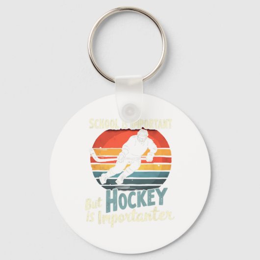 Porte-clés Hockey Prioritaire sur l'École Drôle (Recto)