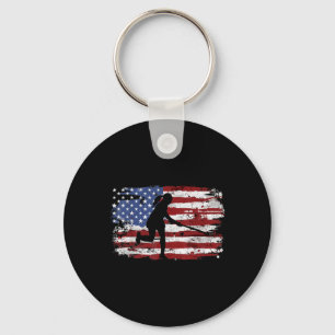 Porte-clés Hockey sur gazon Drapeau américain vintage Femmes 