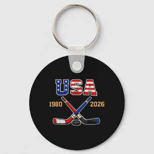 Porte-clés Hockey Vintage Usa Bâtons Croisés 1982 2026