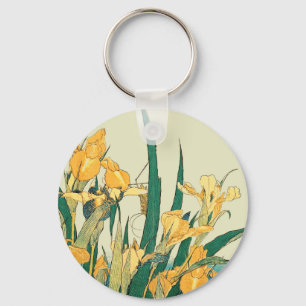 Porte-clés Hokusai grasshopper et iris Japon