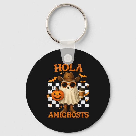 Porte-clés Hola Amighosts Funny Spanish Halloween Cowboy Ghos (Recto)