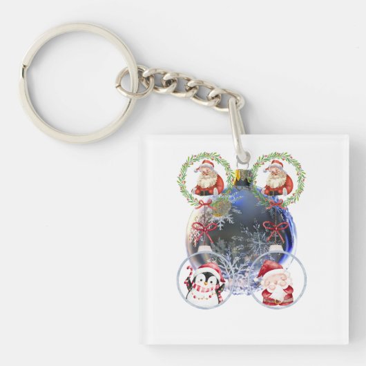 Porte-clés Holiday Characters on a Snowflake Ornament (Devant)