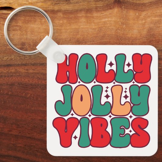 Porte-clés Holly Jolly Vibes Retro Vacances de Noël Super (Recto)