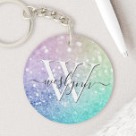 Porte-clés Holographe de Parties scintillant glamour assez pe<br><div class="desc">Personnalisez facilement cet élégant motif de parties scintillant bokeh coloré avec votre nom et/ou monogramme personnalisés.</div>