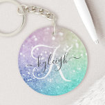 Porte-clés Holographe de Parties scintillant glamour assez pe<br><div class="desc">Personnalisez facilement cet élégant motif de parties scintillant bokeh coloré avec votre nom et/ou monogramme personnalisés.</div>