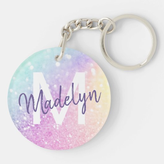 Porte-clés Holographe de Parties scintillant glamour Monogram (Dos)