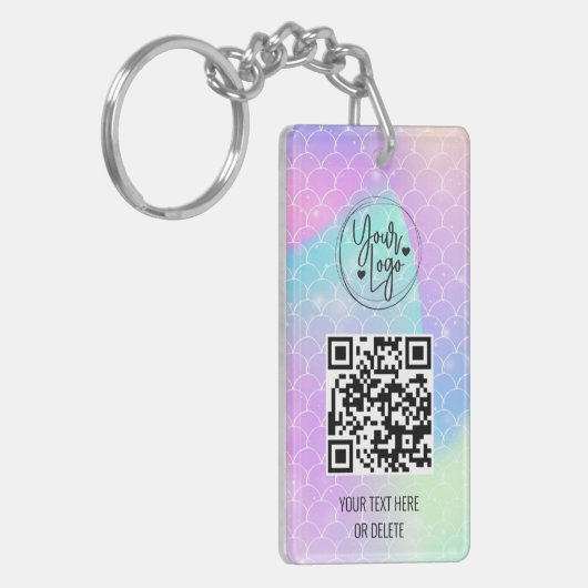 Porte-clés Holographique Arc-en-ciel Sirène QR Code Logo Entr (Devant gauche)
