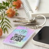 Porte-clés Holographique Arc-en-ciel Sirène QR Code Logo Entr (Devant droit)