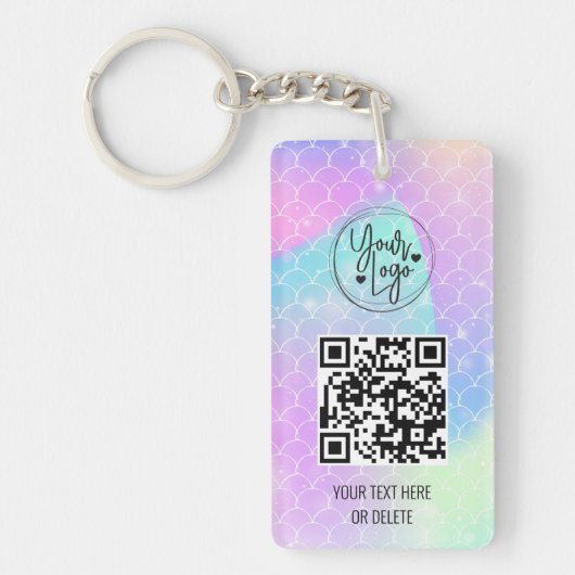 Porte-clés Holographique Arc-en-ciel Sirène QR Code Logo Entr (Devant)