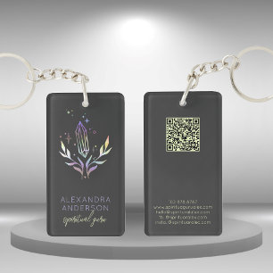 Porte-clés Holographique Crystal Gemstone QR Code noir
