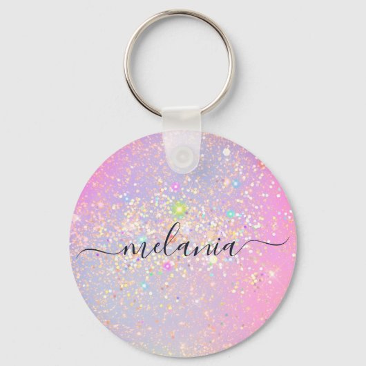 Porte-clés Holographique Parties scintillant Glam Élégant Ros (Recto)