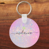 Porte-clés Holographique Parties scintillant Glam Élégant Ros (Recto)