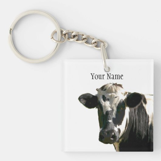Porte-clés Holstein Vache ferme animal laitier noir et blanc (Devant)