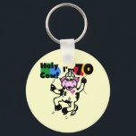 Porte-clés Holy Cow I'm 70 Tshirts and Gifts<br><div class="desc">Holy Cow I'm 70 T-shirts,  sweat - shirts à capuche,  tasses,  cartes,  sacs fourre-tout,  boutons de 70e anniversaire,  magnets,  et autres vêtements et cadeaux de 70e anniversaire avec un design de vache mignonne et texte qui dit "Holy Cow I'm 70!".</div>