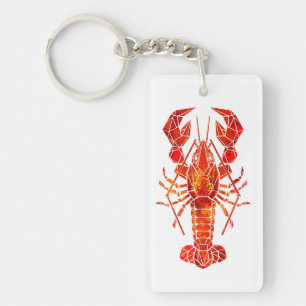 Porte-clés Homard polygonal rouge