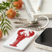 Porte-clés Homard rouge profond sur blanc (Devant droit)